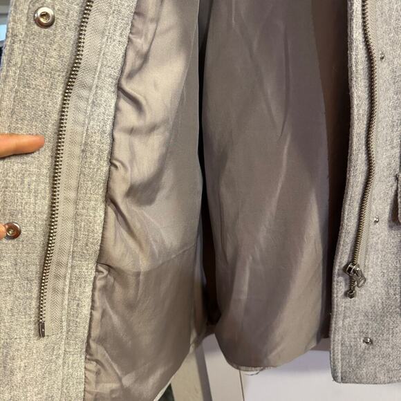 J.Crew Chateau Italian Wool Parka Coat Jacket Gray Size 10P Mob Wife - Picture 10 of 12